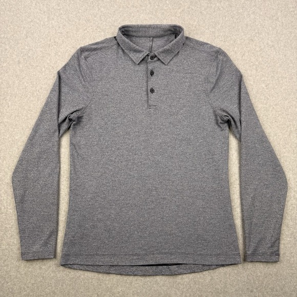 Lululemon Shirt Mens Small Gray Evolution Performance Polo Long Sleeve‎ Golf - Picture 1 of 8